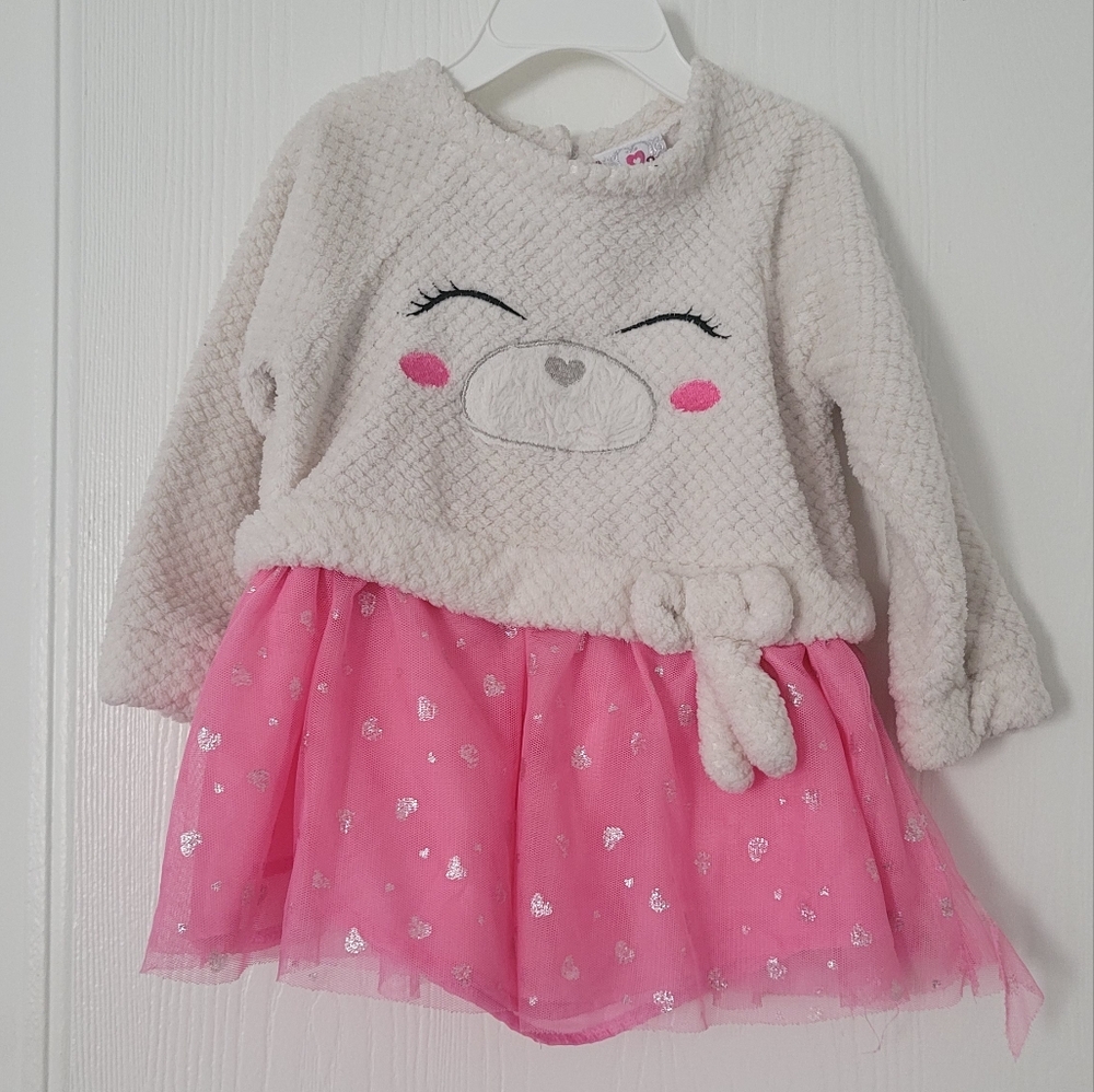 Real Love Girl 2T Ivory White Polar Bear Long Sleeve Layered Tulle Holiday Dress